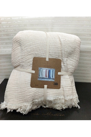 Dantela Fiona Bej Müslin Pamuk Anti-alerjik Çift Kişilik Yatak Örtüsü 240x260 Bej