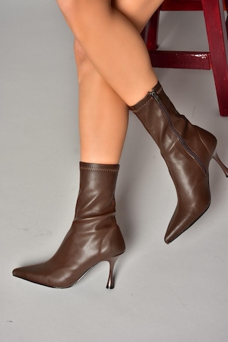 Fox Shoes T752582409 Kahverengi Streç Deri İnce Topuklu Kadın Bot Kahverengi-suni Deri Kahverengi
