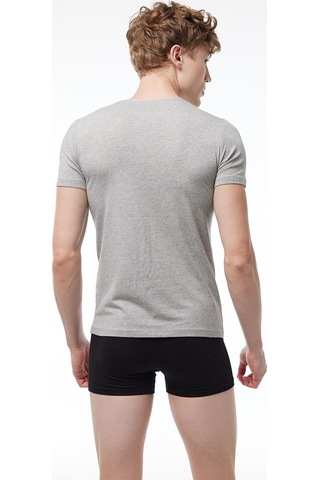 Malabadi Erkek Gri 2 Li V Yaka Kısa Kollu Pamuk Elastan Fanila T-shirt 092 Grimelanj