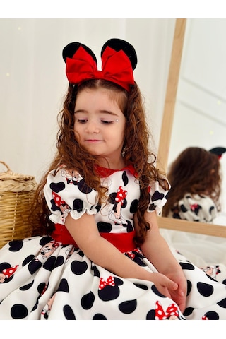 H L Y Karol Tasarım Beyaz Mickey Mouse Vintage Kız Bebek Elbise,doğum Günü Elbise,fotoğraf Çekim Elbise,0-12 Yaş Uygun Beyaz