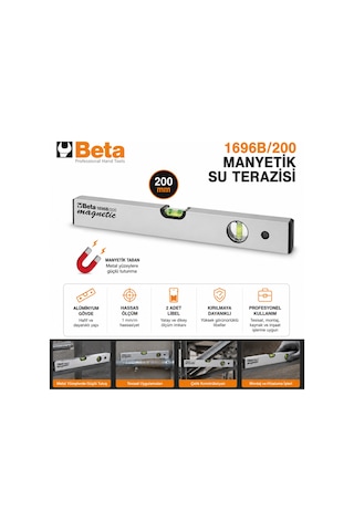 Beta 1696b Manyetik Su Terazisi 200 Mm Profesyonel Alüminyum Gövdeli