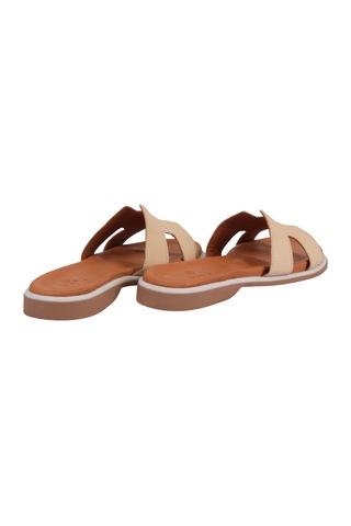 Napa Shoes Kadın H Kesimli Düz Taban Hakiki Terlik Napa-1202 Bej