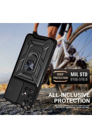 Smcase Xiaomi Redmi 10 2022 Kılıf Kamera Korumalı Yüzüklü Tank