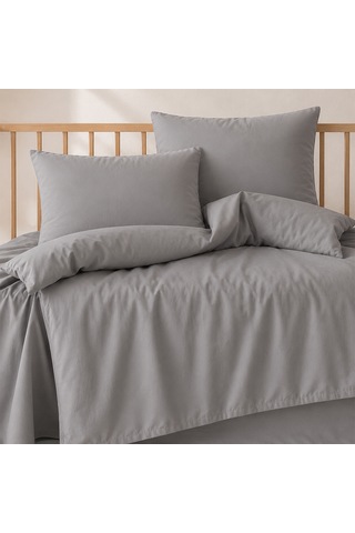 Lief Home %100 Pamuklu Sertifikalı Bebek Nevresim Takımı 100x150 63 Tel Dokuma Kutulu Gönderim Gri