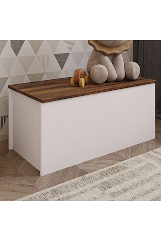 Florya Çok Amaçlı Oyuncak Ve Depolama Sandığı - Antrasit Ve Beyaz - 90 Cm - Beyaz