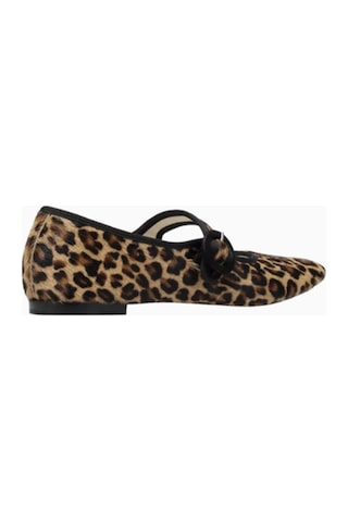 Repetto Georgia Mary Jane Babet, Leopar Desenli Deri, Ayarlanabilir Kayışlı, El Işçiliği Kahverengi