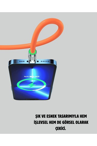 Çoklu Şarj Kablosu 120w 3'ü 1 Arada 1.2 Metre Destekli 0