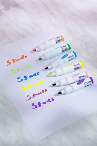 Studi Desenli Kalpli Fosforlu Kalem Seti - 6'lı