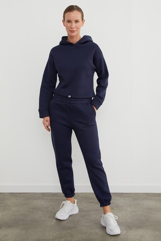 Fullamoda 3 İplik Basic Beli Stoperli Jogger Eşofman Takımı Lacivert