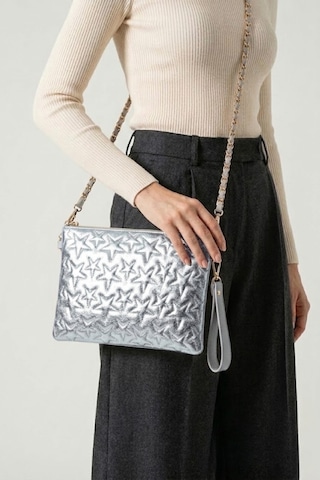 Gl-003 Yıldız Dikişli Kadın El Çantası Clutch Çanta Omuz Çantası Çapraz Çanta Pörtföy Çanta Gümüş GÜMÜŞ