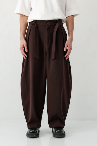 Vamos Barrel Fit Tailored Fit Kemerli Pantolon Kahve