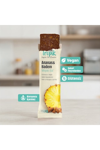 Ananas Ve Badem Aromalı Meyve Bar 35 G Meyve İçeren Pratik Atıştırmalık 5 Adet