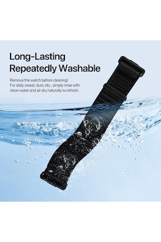 Caseonn Samsung Galaxy Watch 8 44mm Kordon Hasır Kumaş Nylon Kayış Starlight