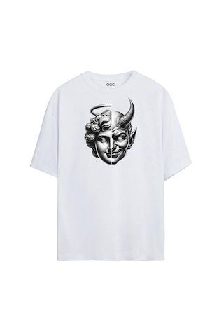 Ogc Melek & Şeytan Oversize Unisex T-shirt Beyaz