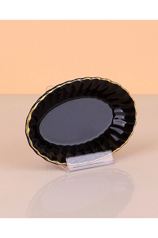 Porselen Altın Yaldızlı İstridye Çerezlik Reçellik Lokumluk Sosluk 1 Adet Siyah