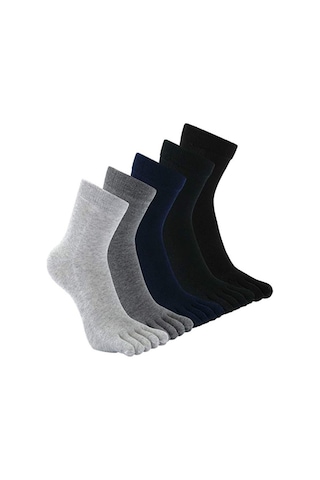 6'Lı Adet Erkek Parmaklı Çorap Çok Renkli