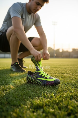 Modayak Walked Siyah Sarı Çorapsız Dişli Halı Saha Krampon Futbol Ayakkabısı Siyah