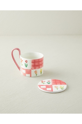 English Home Pelia New Bone China Bardak Altlıklı Kupa 380 Ml Pembe Pembe