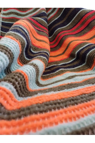 Çift Kişilik Pamuklu Battaniye 180 220 Cm Yeşil-turuncu Yeşil - Turunu