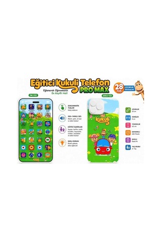 Eğitici Kukuli Telefon Pro Max Şarjlı Sesli Işıklı 28 Tuş 24+ Ay