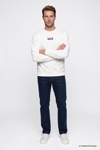 Wrangler Pamuklu Regular Fit Logo Detaylı Erkek Sweatshirt W2620152102 Ekru