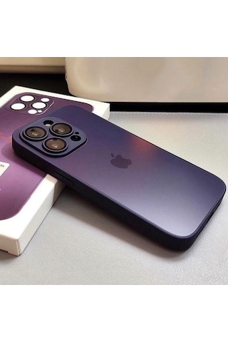 Apple Uyumlu iPhone A-G Glass Case Derin Mor