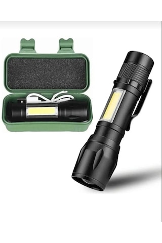 Küçük El Feneri - Cob Teknolojili, Suya Dayanıklı Ve Enerji Tasarruflu Yeşil - Siyah