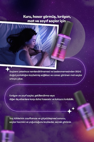 Gece Boyu Saçları Besleyen, Onaran Ve Nemlendiren Saç Bakım Losyonu Kundal Night Repair Hair Lotion