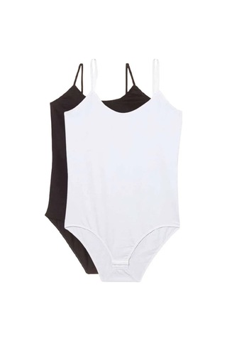 Jenerik 2 Adet İp Askılı Kadın Çıtçıtlı Body Siyah Ve Beyaz