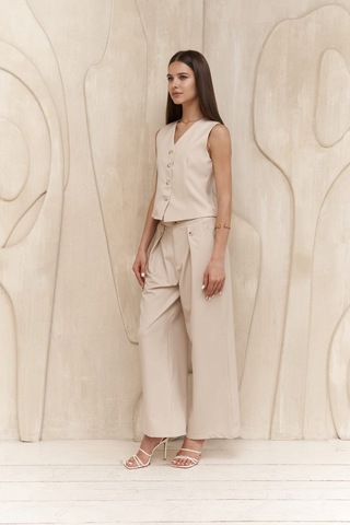 Mai Collection Mai Studios Co. Diaz Düğme Detaylı Açık Bej Pantolon Açık Bej
