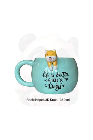 Köpek Figürlü 3d Seramik Kupa 350 Ml Beyaz
