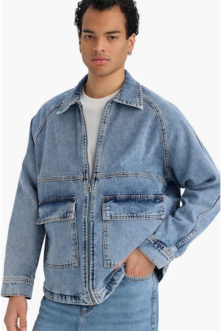 Defacto Relax Fit Fermuarlı Denim Ceket F0097ax25aunm39 Mavi