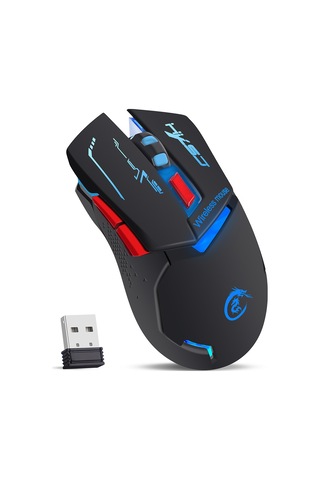 Kangvka X30 Siyah Kablosuz Mouse, 2.4g Bağlantı, 1200-2400 Dpı Ayarlanabilir, Renkli Solunum Işığı, 1200mah Şarj Edilebilir Pil, Abs Malzeme Optik