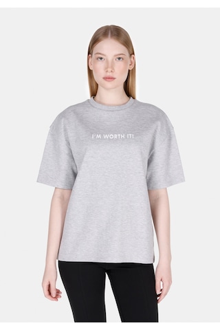 Colin's Colins Comfort Fit Yuvarlak Yaka Baskılı Kadın Gri Kısa Kol Tişört Cl1073282 Q1.v2 Mga Gri Melanj