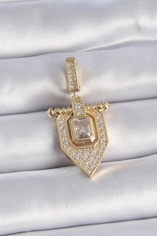 Pirinç Gold Renk Baget Zirkon Taşlı Ajda Charm Çok Renkli