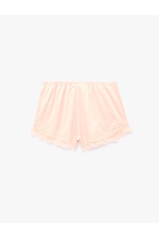 Koton Beli Lastikli Rahat Kalıp Dantelli Saten Şort Pijama Altı Pembe 6slk80057mw Gül