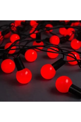 Askımo - 5m 28 Led Mini Top Işık Kırmızı - Fişli, Siyah Kablo Muhtelif 22897204