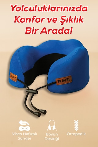 Viscofoam Cosy Ortopedik Seyahat Yastığı Visco Boyun Destekli Seyahat Yastığı - Mavi | Ergo Travel