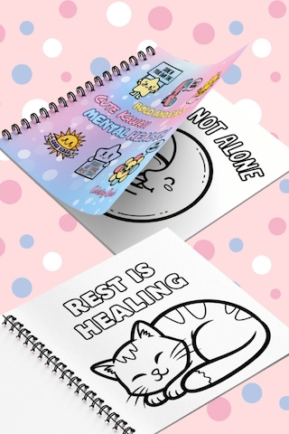 Cute Kawaii Mental Health Bold And Easy - 20x20 Büyük Boyama Kitabı, Çocuklar Ve Yetişkinler İçin