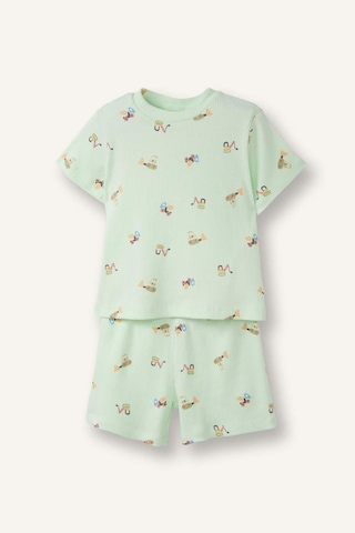 Defacto Desenli Fitilli Kaşkorse 2li Pijama Takımı Erkek Bebek H4030a526hsgn1094 Yeşil-gn1094