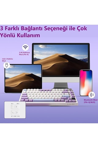 Ak820 Pro Mekanik Oyun Klavyesi,3 Modlu Tft Renkli Ekran Ve Cnc Düğmeli 81 Tuş,rgb Aydınlatma