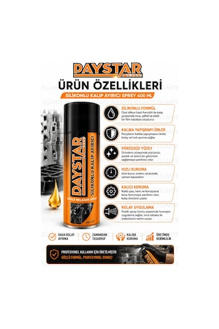 Silikonlu Kalıp Ayırıcı Sprey 400 Ml Silikon Bazlı Kalıp Ayırıcı Plastik, Reçine, Kauçuk Ve Dökü Çok Renkli