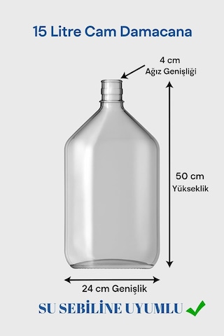 15 Litre Şişecam Cam Damacana Sıfır Üründür Kapaklı Sebile Uyumlu Kırılmaya Dayanıklı Kalın Camlı Diğer