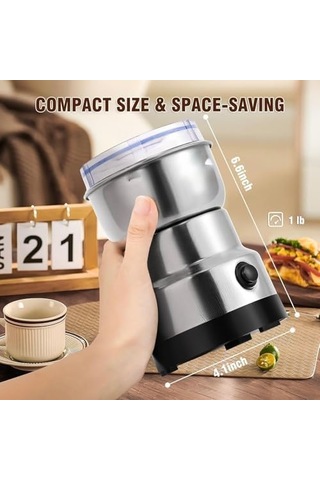 Mini Baharat Kahve Öğütücü Elektrikli Hızlı Öğütücü Çok İşlevli Parçalama Makinesi Kuru Tahıl Değirmeni Baharat Tohumları Pirinç Çekirdeği Çeşniler İçin Siyah