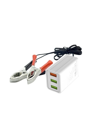 Zyzqstore Klipsli Dc12v-24v Qc3.0 Usb Hızlı Şarj Güç Adaptörü, Beyaz, 1 Adet 1 Adet
