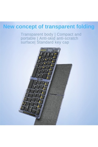 Ximistore9 F69 Şeffaf İki Katlı Bluetooth Klavye - 3 Cihazla Eşzamanlı Bağlantı, Taşınabilir, Tüm Sistemler Ve Cihazlar İçin Uyumlu Diğer