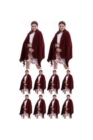 ALDAIYR 10 Adet Polar Kışlık Bordo Atkı Şal Puffy Chic Premium Soft