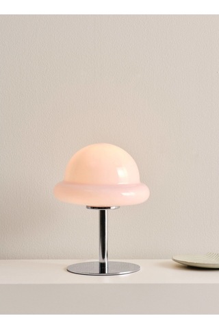 Bubba Masa Lambası, 26 Cm Cam Şapkalı Modern Aydınlatma Pembe