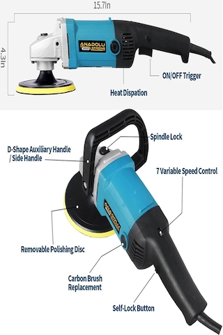 Anadolu Strong ANS5005 1200 W 6 Kademe Polisaj Makinesi + 17 Parça Pasta Cila Seti