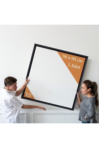 Siyah Çerçeveli Tuval 90 x 90 CM Kare Profesyonel %100 Pamuk Boş Tablo